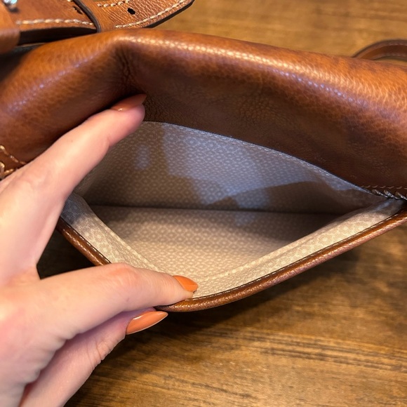 Brighton Vintage Colton Flap Saddle Bag Crossbody Aztec Brown Leather Purse - Picture 12 of 13